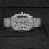 Full White Arabic Dial Moissanite Hip Hop Watch