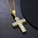 925 Silver Moissanite Baguette Cut Diamond Criss Cross Pendant