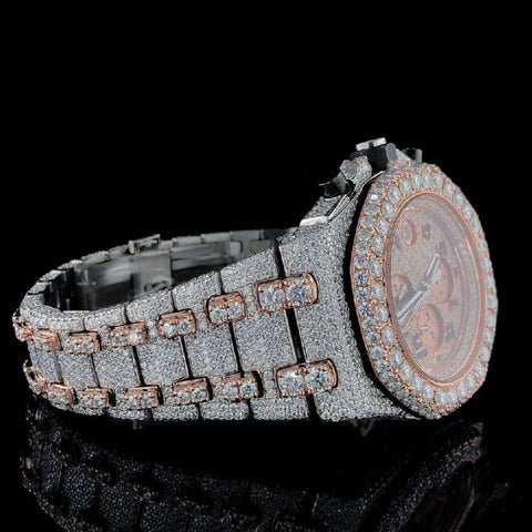 Dual Tone Chrono Dial Moissanite Diamond Watch