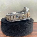 Dual Tone Iced Out Roman Dial Moissanite Diamond Watch