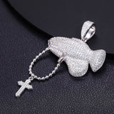 Hands Praying Cross Pendant Iced Out Moissanite Pendant