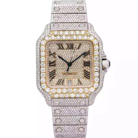 Colorless Moissanite Roman Dial Hip Hop Watch