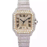 Colorless Moissanite Roman Dial Hip Hop Watch