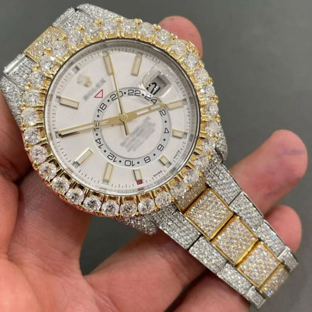 Moissanite White Dial Date Just Iced Out Watch