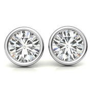 Bezel Set Moissanite Round Cut Earrings For Women