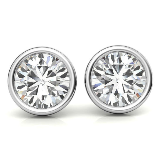 Bezel Set Moissanite Round Cut Earrings For Women