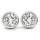 Bezel Set Moissanite Round Cut Earrings For Women