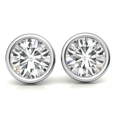 Bezel Set Moissanite Round Cut Earrings For Women