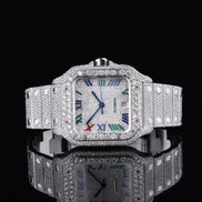 Fully White Color Full Roman Number Moissanite Watch