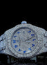 Blue Color Arabic Numeric Moissanite Watches For Men's