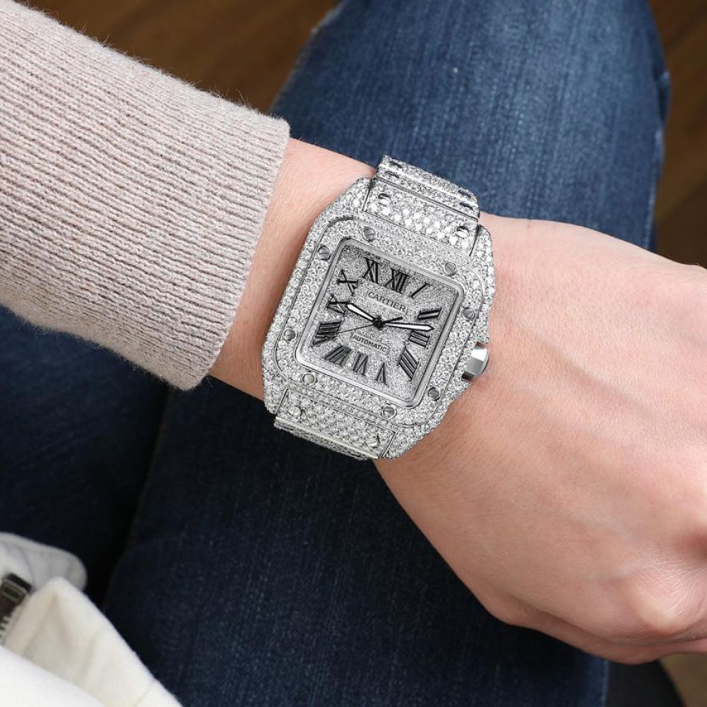 Fully Iced Out Bust Down Moissanite Unisex Watch