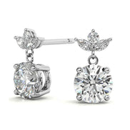 Elegant Leaf Cluster Design Moissanite Drop Earrings