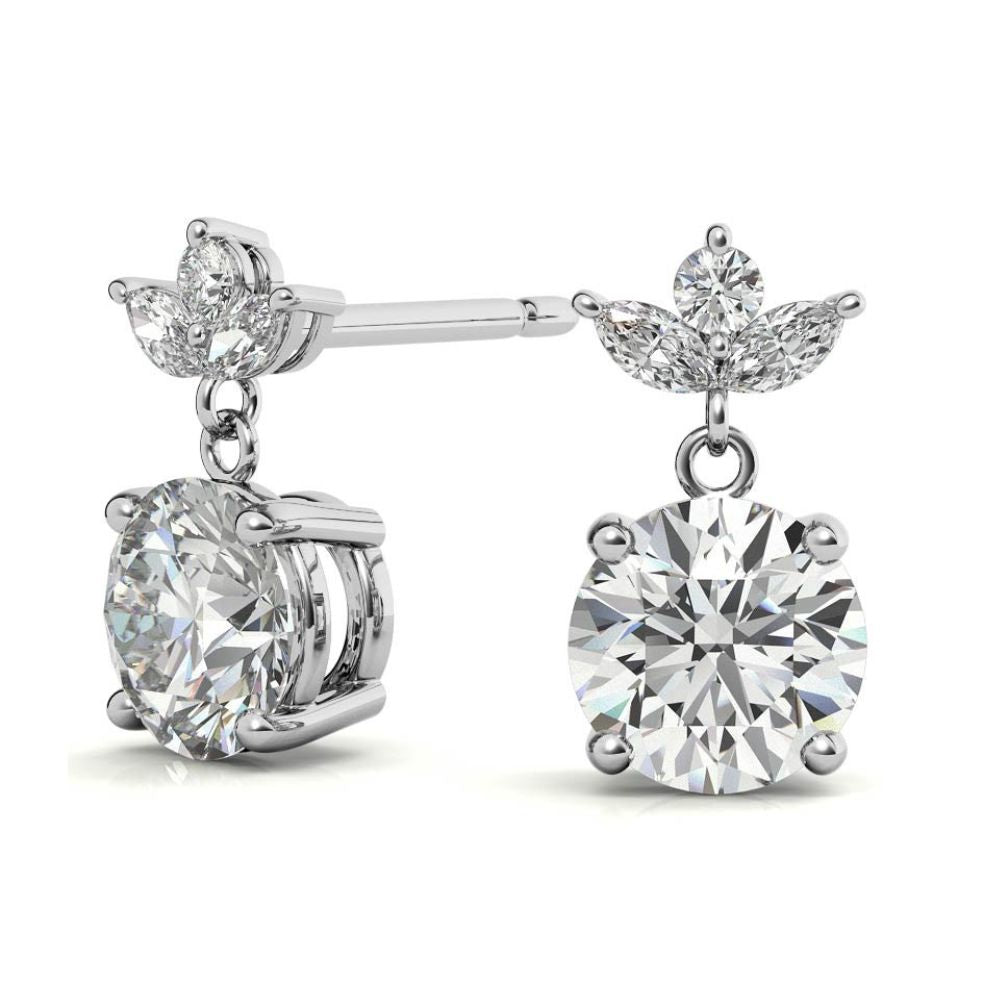 Elegant Leaf Cluster Design Moissanite Drop Earrings