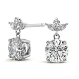 Elegant Leaf Cluster Design Moissanite Drop Earrings