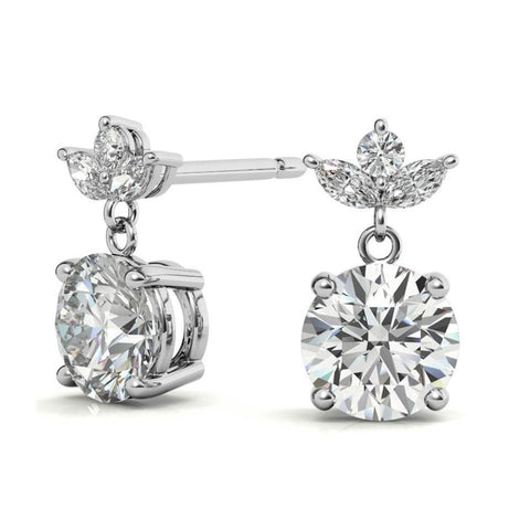 Elegant Leaf Cluster Design Moissanite Drop Earrings