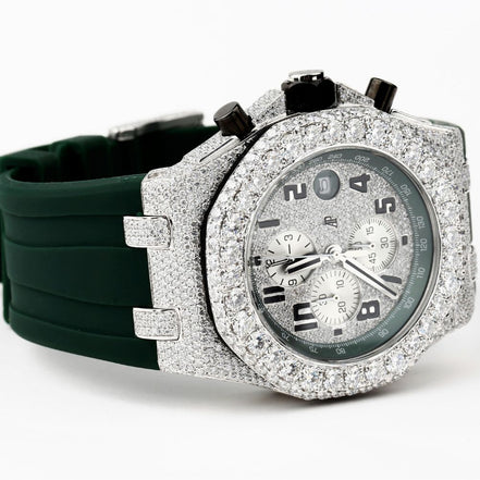 Moissanite Diamond Green Color Strap Wrist Watch
