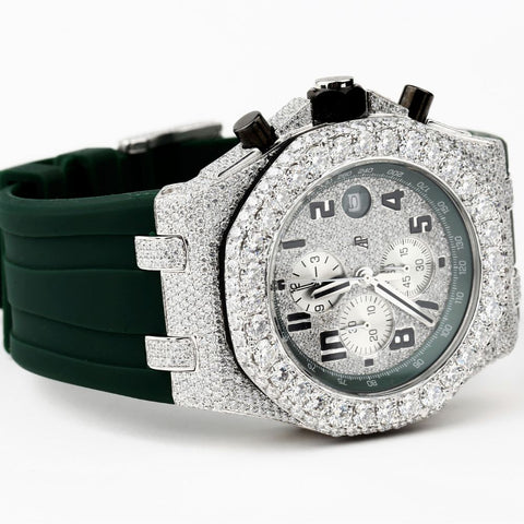 Moissanite Diamond Green Color Strap Wrist Watch