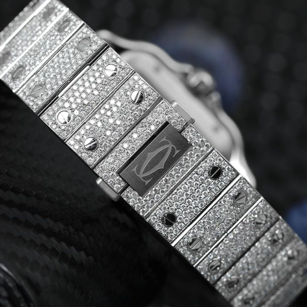 D Color Moissanite Blue Color Dial Luxury Iced Out Watch For Men's
