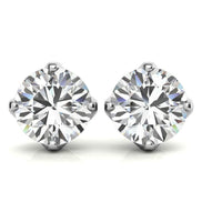 Four Prong Round Cut Moissanite Earrings