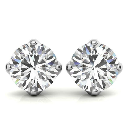 Four Prong Round Cut Moissanite Earrings