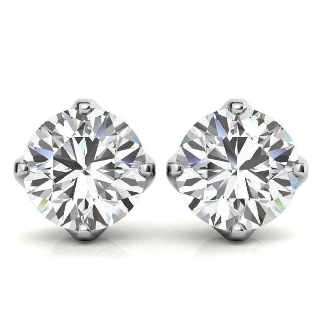 Four Prong Round Cut Moissanite Earrings