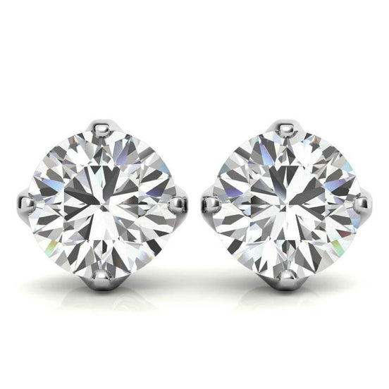 Four Prong Round Cut Moissanite Earrings