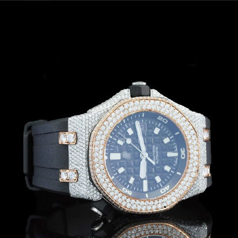 Black Color Dial Moissanite Wrist Watch