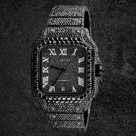 Iced Out Black Moissanite Diamond Hip Hop Watch