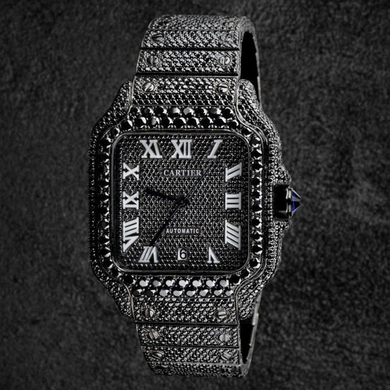 Iced Out Black Moissanite Diamond Hip Hop Watch