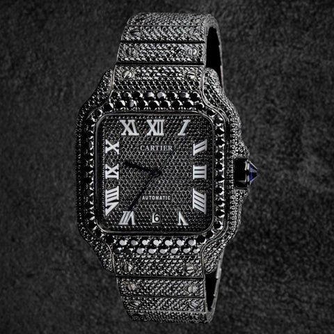 Iced Out Black Moissanite Diamond Hip Hop Watch
