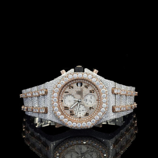 Dual Tone Automatic Moissanite Watch