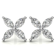 Elegant Marquise Diamond Flower Earrings For Women