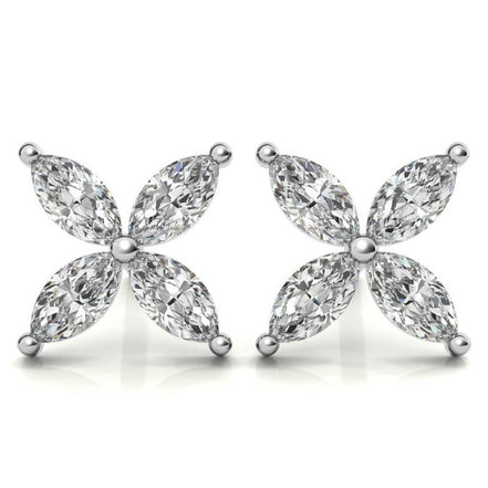 Elegant Marquise Diamond Flower Earrings For Women