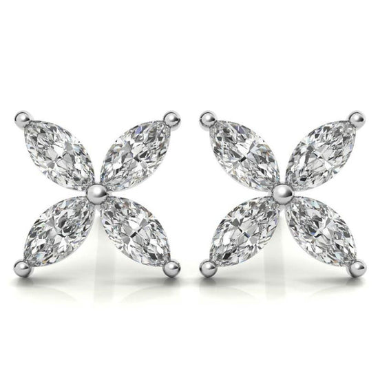 Elegant Marquise Diamond Flower Earrings For Women