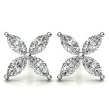 Elegant Marquise Diamond Flower Earrings For Women