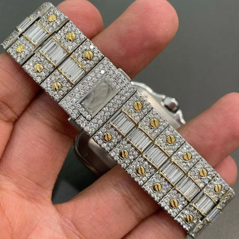Round & Baguette Dual Tone Moissanite Men's Watch