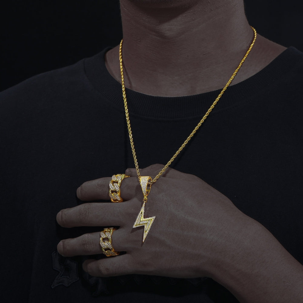 Moissanite Baguette Cut Lightning Bolt Pendant