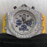 Bolo Dial Yellow Rubber Strap Moissanite Diamond Watch