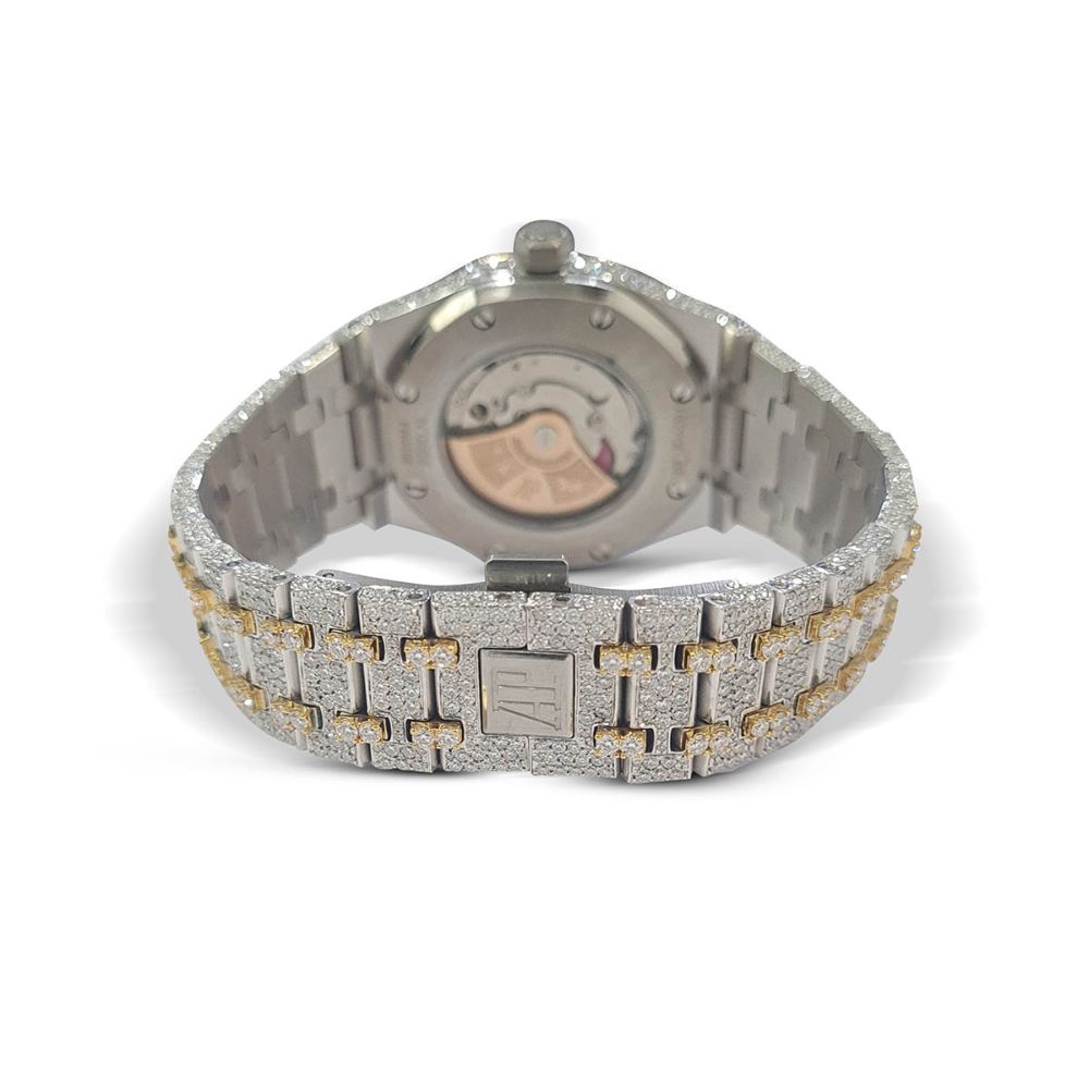 Bust Down Moissanite Dual Tone Classic Watch For Men's