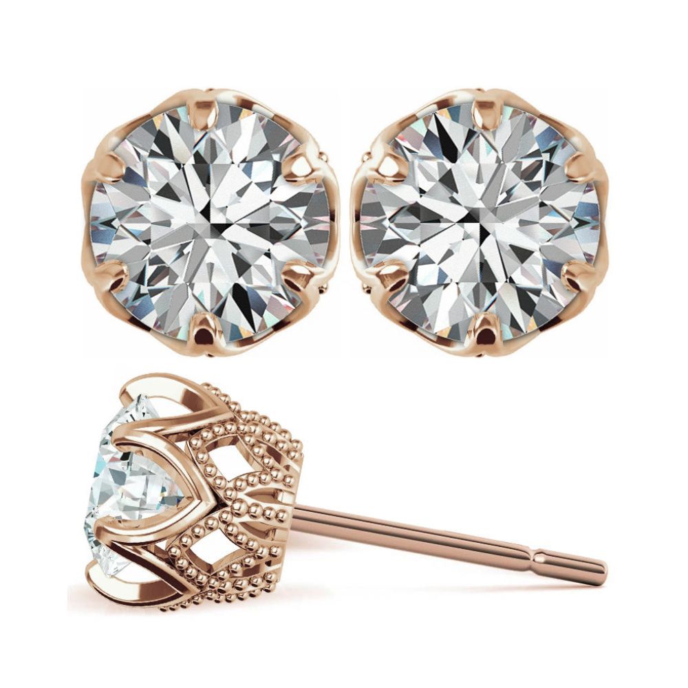 Six Prong Round Moissanite Push Back Ear Studs