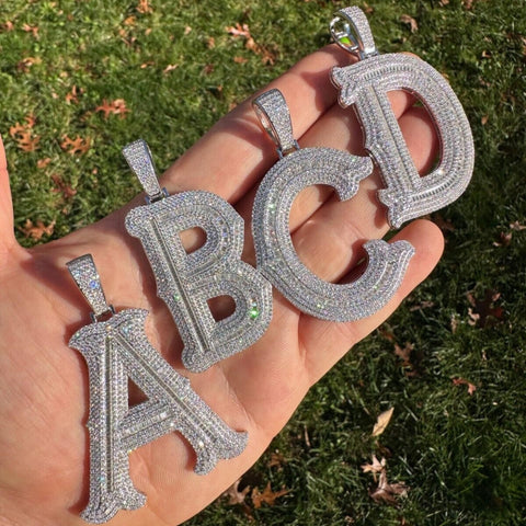 Excellent Cut Moissanite 925 Silver Name Latter Pendant