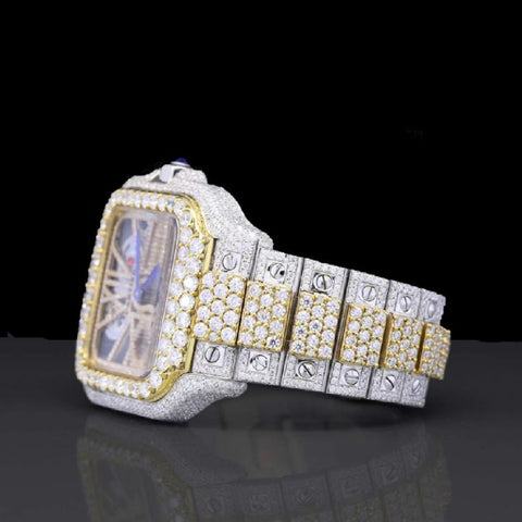 Skeleton Dual Tone Automatic Moissanite Watch
