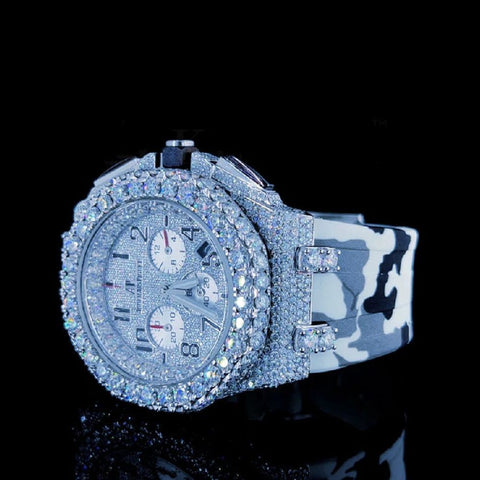 Automatic Moissanite Diamond Rubber Belt Wrist Watch