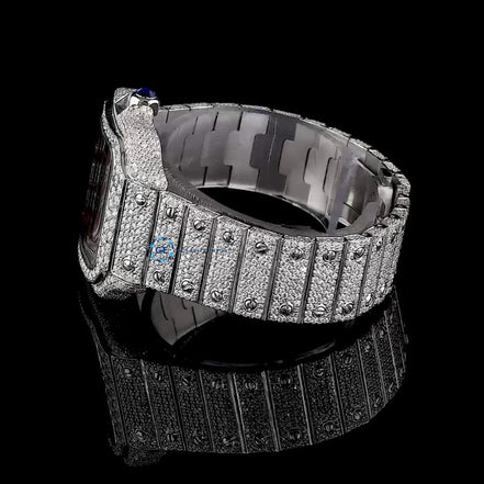 Maroon Roman Dial Automatic Moissanite Wrist Watch