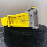 Yellow Rubber Strap Chrono Dial Moissanite Unique Style Watch