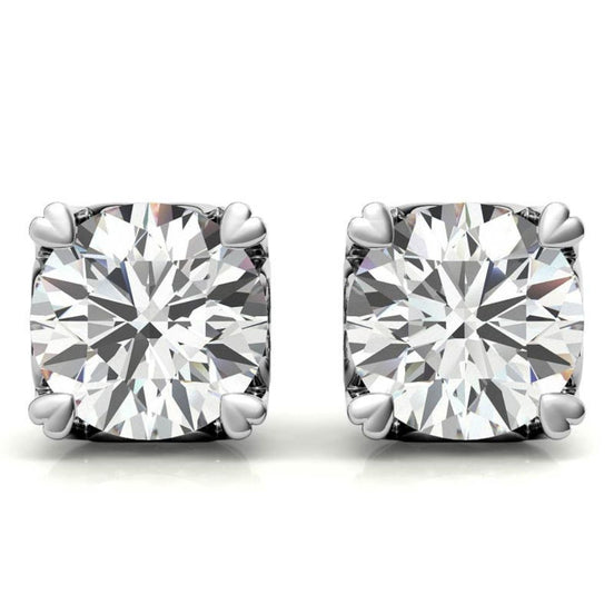 Heart Shaped Prong Moissanite Round Solitaire Stud Earrings