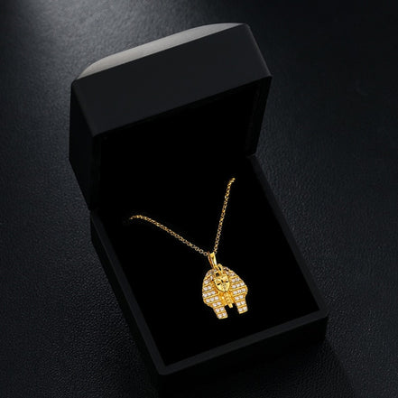 Customize Pharaoh Head Moissanite 925 Silver Pendant