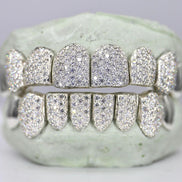 925 Sterling Silver 8 On 8 Moissanite Hip Hop Grillz