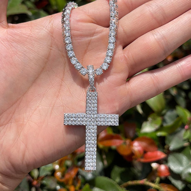 Criss Cross Iced Out Men's Pendant Moissanite Pendant