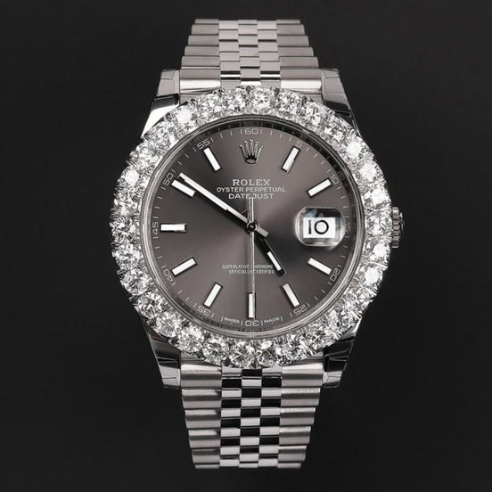 Datejust 41MM Stainless Steel Moissanite Hip Hop Watch